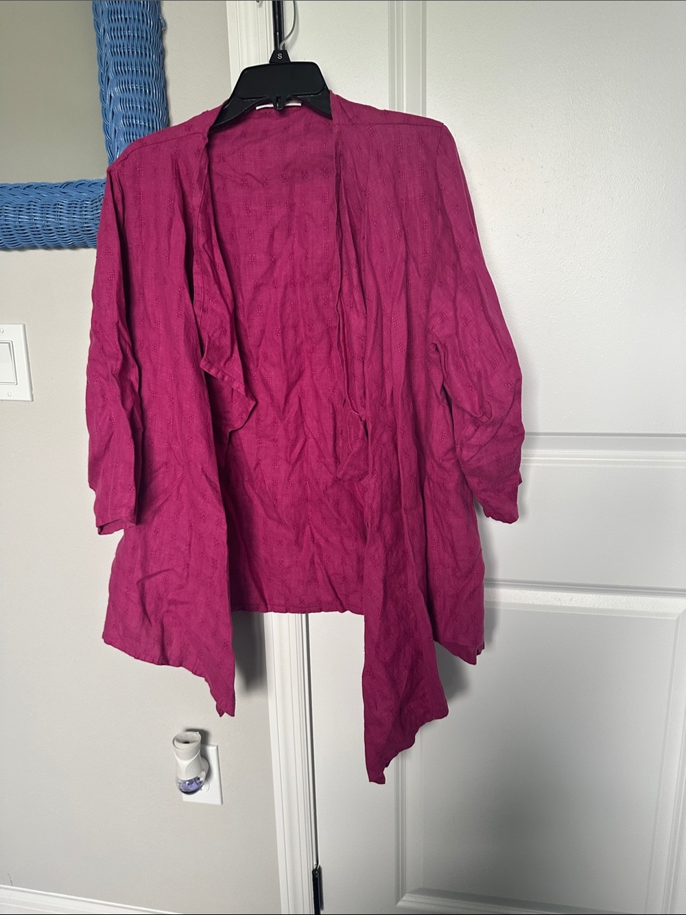 bryn Walker Fuchsia Open-Front Draped Linen Jacket